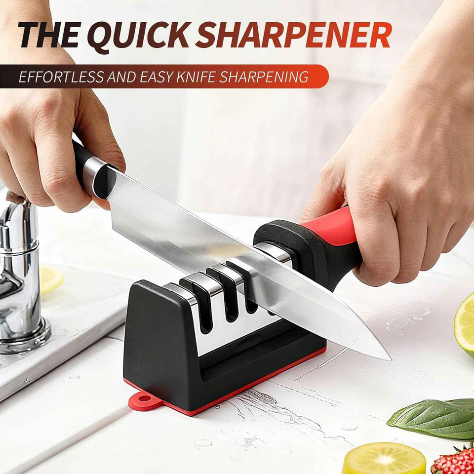 4-in-1 professional kitchen knife sharpener with tungsten steel and ceramic slots