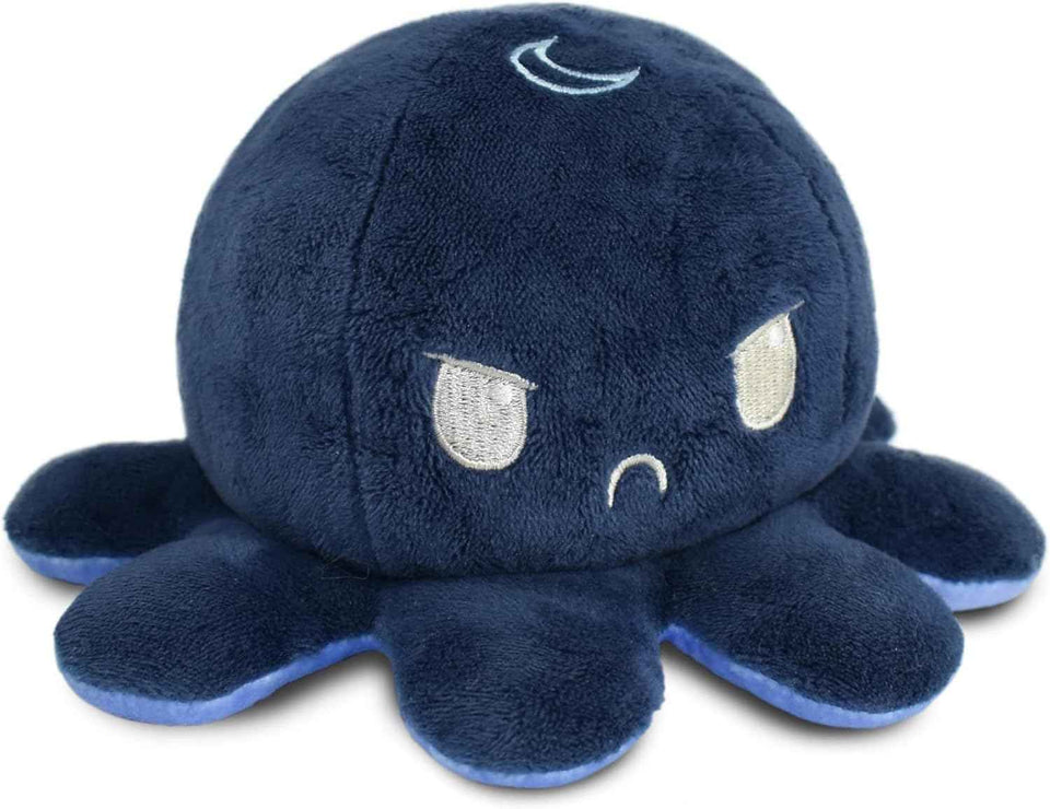 TeeTurtle Reversible Octopus Plushie - 4-Inch Pink + Aqua Two-Sided Flip Plush Toy with Embroidered Details - Cute Mini Collectible Plush for Kids, Teens, and Adults