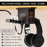 cozoo head phone stand with usb charger under desk headset holder mount 3 usb charging station and iwatch stand