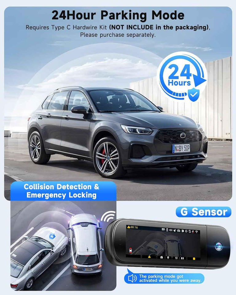sarmert 4k 3 channel dash cam with 64gb free card, g-sensor, wdr, and 5g wifi