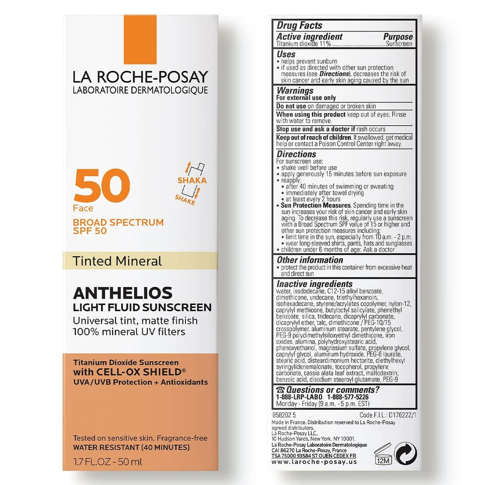 La Roche-Posay Anthelios Ultra-Light Fluid SPF 50, 50ml, Face Sunscreen with Titanium Dioxide, Oil-Free, Matte Finish