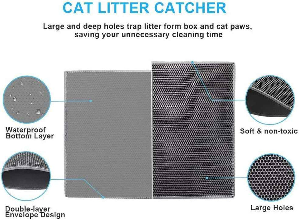 pieviev cat litter mat waterproof urine proof trapping mat 1 pack gray 24x15 inch