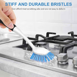 SetSail Dish Brush with Handle, 2 Pack Stiff Bristles Dish Scrubber with Built-in Scraper Dish Scrub Brushes for Cleaning Dishes, Pots and Pans, Kitchen Sink