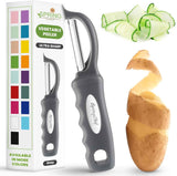 Spring Chef Premium Swivel Vegetable Peeler, Soft Grip Handle and Ultra Sharp Stainless Steel Blades - Perfect Kitchen Peeler For Veggie, Fruit, Potato, Carrot, Apple - Black