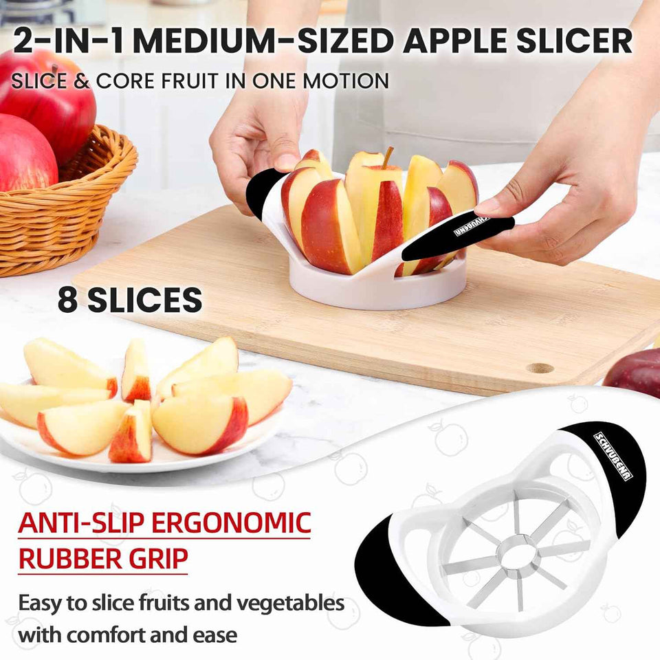 Professional Stainless Steel Apple Slicer with 8 Sharp Blades - Black - SCHVUBENR