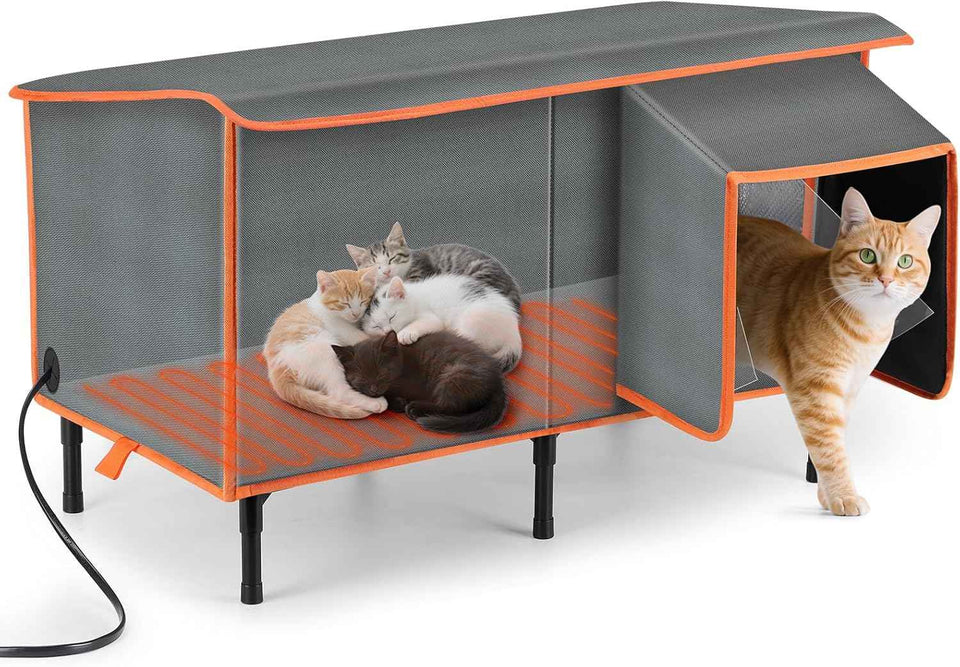 siwa mary heated cat house weatherproof outdoor cat shelter with cat heating pad