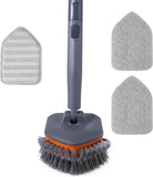 Tile Tub Scrubber Brush with 3 Different Function Cleaning Heads and 56" Extendable Long Handle-No Scratch Shower Scrubber for Cleaning Bathroom Kitchen Toilet Wall,Bathtub,Sink,Grey