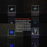 HolaCube WiFi Holographic Crystal 3D Photo Display, Smart Weather Station & Digital Clock with GIF Animations and Electronic Image Album Player for Desktop/Car Décor (Black Base)