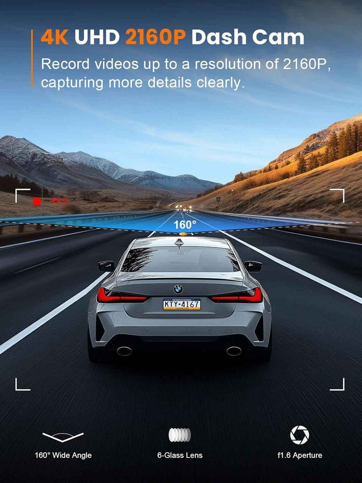 Galphi-Q2 4K Mini Dash Cam with 5G WiFi, 64GB Card, Super Night Vision, Loop Recording, and G-Sensor for Cars