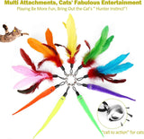 meohui 2pcs retractable cat fishing pole toy set with 9pcs cat feather toys refills