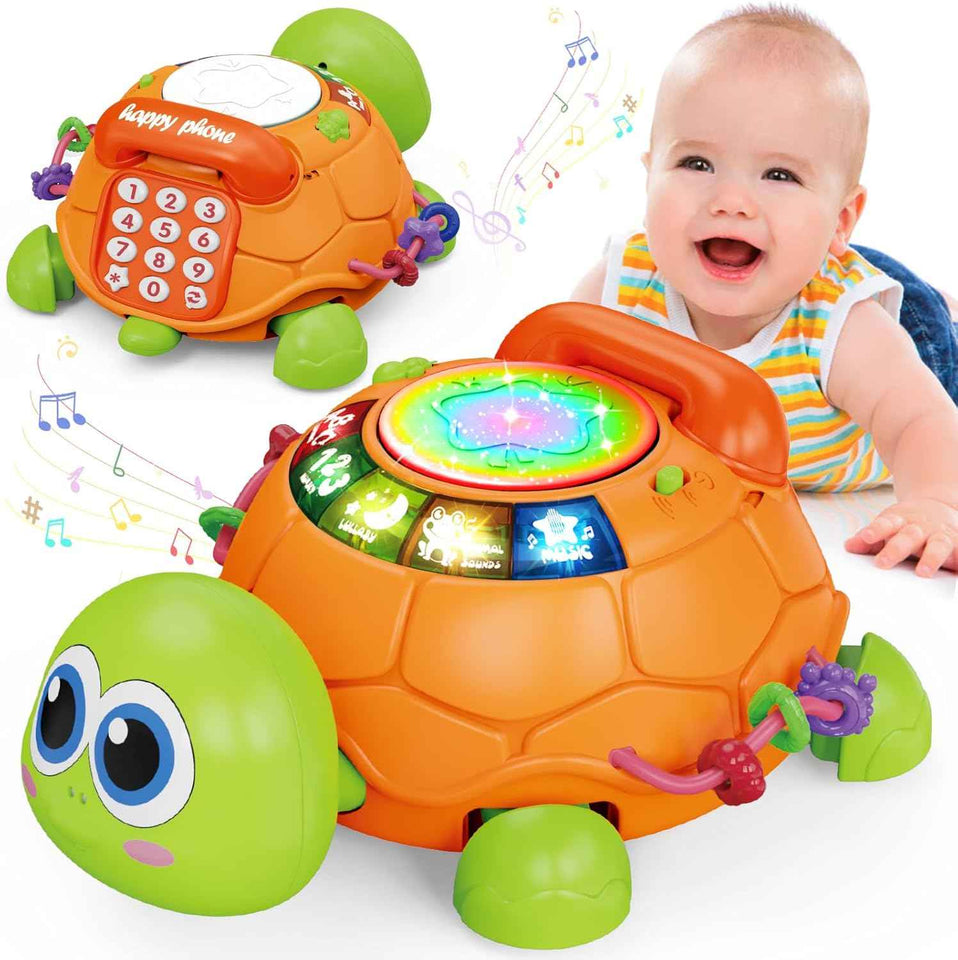 Jyusmile Baby Toys 6 to 12 Months, Musical Turtle Crawling Infant Toys, Early Learning Educational Toy with Light & Sound, Christmas Birthday Gifts for Boy Girl 7 8 9 10 11 Month 0-1 Year Old