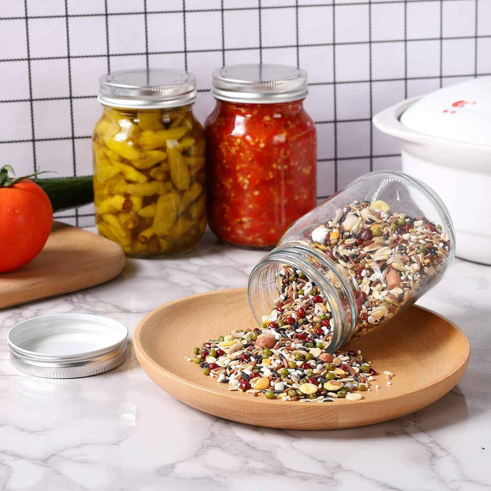 yingerhuan glass regular mouth mason jars with silver metal lids for sealing and food storage 4 pack