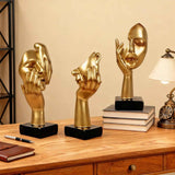 3 Pcs Thinker Statue,Modern Home Resin Sculptures,Collectible Figurines for Home Office Bookshelf Desktop Decor(Golden)