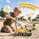 4pcs alloy construction truck toys, 9 inch light & sound vehicles for 2-4 year old boys, toddler kids gifts