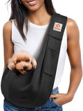 Tomkas small dog sling carrier for pets 3-10 lbs - classic pocket and strap design - black