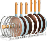 Pot Rack Organizer -Expandable Pot and Pan Organizer for Cabinet,Pot Lid Organizer Holder with 10 Adjustable Compartment for Kitchen Cabinet Cookware Baking Frying Rack,Bronze