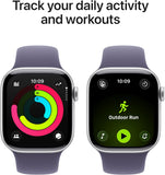 Apple Watch Series 11 [GPS 42mm] Smartwatch with Silver Aluminum Case with Purple Fog Sport Band - S/M. Sleep Score, Fitness Tracker, Health Monitoring, Always-On Display, Water Resistant