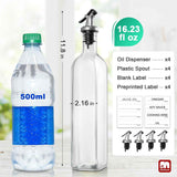Clear 4 Pack Olive Oil Dispensers for Kitchen with Plastic Pourer Spout and Funnel
