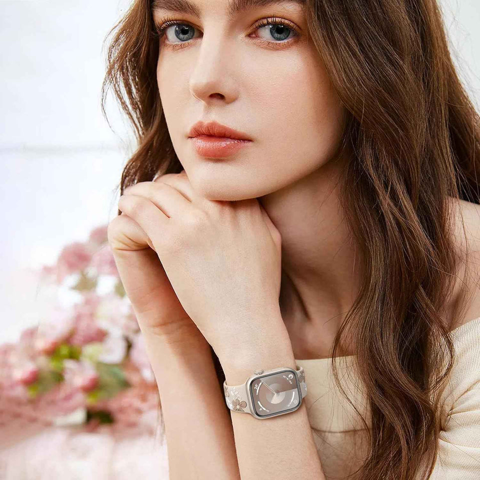 witzon floral band compatible with apple watch 40mm 41mm 38mm 42mm 44mm 45mm 46mm 49mm silicone dressy strap