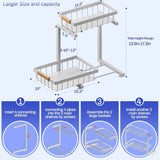 ADBIU Under Sink Organizer, 2 Pack 2 Tier Expandable Height Kitchen Bathroom Cabinet Organizers
