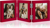 decorUhome Triple 4x6 Picture Frame Vertical, Engineered Wood Trifold Photo Frame with Plexiglass for Tabletop Display, 4x6, Black