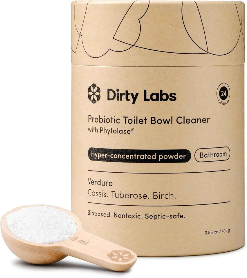 Dirty Labs Probiotic Toilet Bowl Cleaner Powder with Phytolase Bio Enzymes | Septic-Safe, Biodegradable, Bleach-Free | Verdure Scent