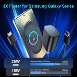 25w super fast charger type c compatible with samsung galaxy s series, 10ft long android type c cable 2pack