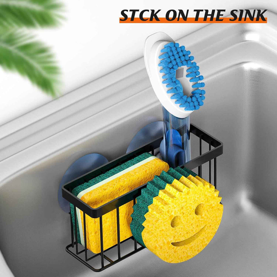 sponge holder smiley face sink caddy with 2 suction cups and adhesive strips