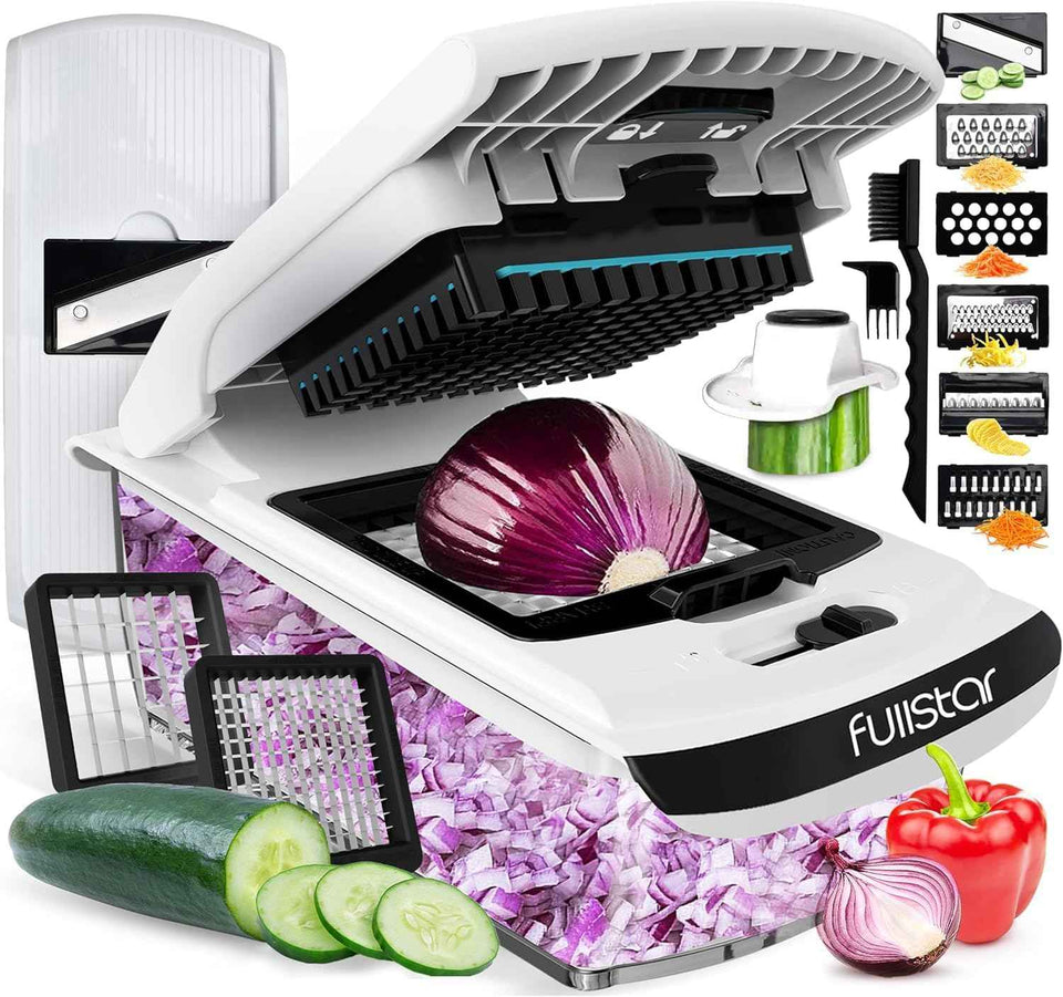 Fullstar The Original Pro Chopper - Vegetable Chopper and Spiralizer, Food Chopper with Container, Fruit Slicer, Kitchen Gadgets & Accessories, Home Essentials (4 in 1, White)