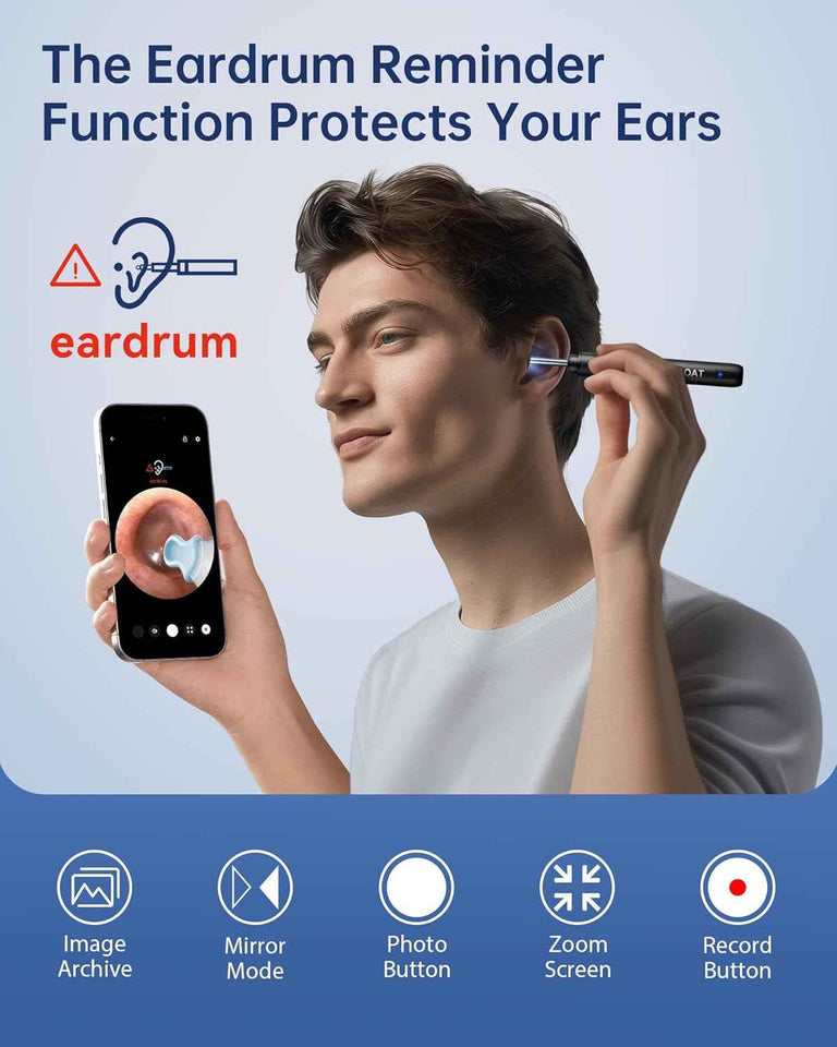 Jegoat ear wax removal kit with 1296p hd camera, 6 led lights and 10 ear pick for ios and android black