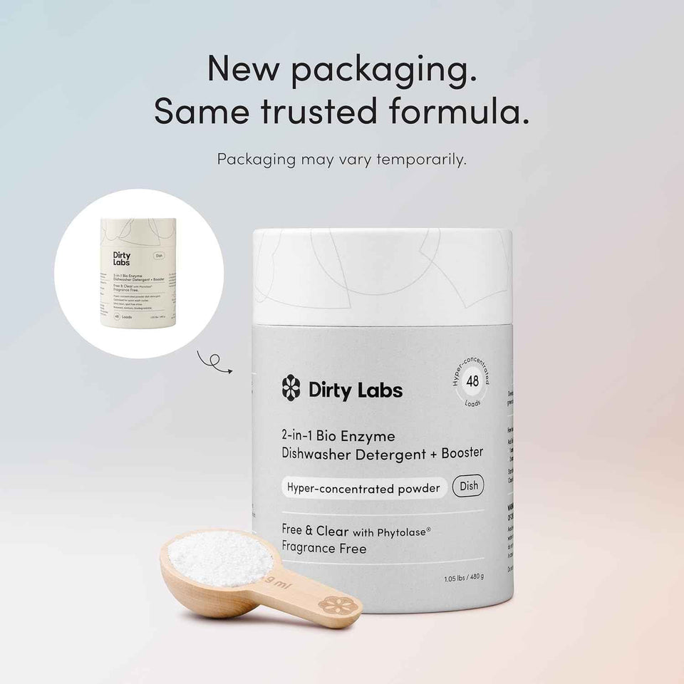 Dirty Labs | Dishwasher Detergent and Booster | Scent Free | 48 Loads (1 lb) | Ultra Clean, Spot Free, Quick Wash Optimized | Hyper Concentrated