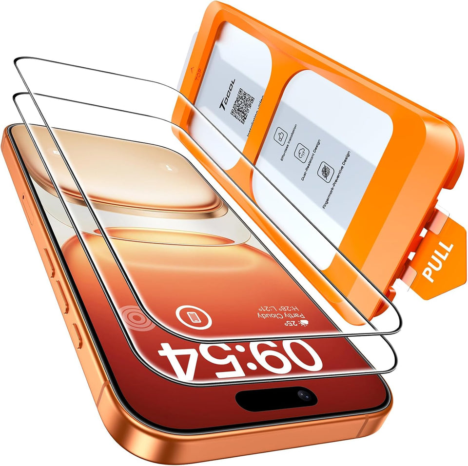 TOCOL for iPhone 17 Pro Max Screen Protector/iPhone 16 Pro Max Screen Protector 6.9-Inch Instant Installation Tempered Glass HD Clear Full Coverage Protection Case Friendly 2 Pack