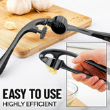 Zulay Kitchen Premium Garlic Press Set - Rust Proof Professional Garlic Mincer Tool - Easy-Squeeze, Easy-Clean with Soft, Ergonomic Handle - Silicone Garlic Peeler & Brush-Dark Gray