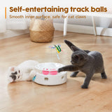Potaroma Cat Toys 3in1 Automatic Interactive Kitten Toy, Fluttering Butterfly, Moving Feather, Track Balls, Dual Power Supplies, USB Powered, Indoor Exercise Kicker (Bright White)