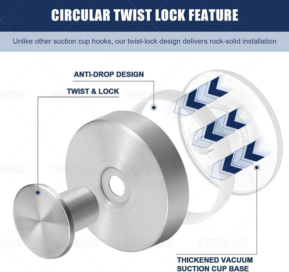 Stainless Steel Suction Cup Hooks for Bathroom, Kitchen, and Glass - 4-Piece No Drill Towel Hooks Set