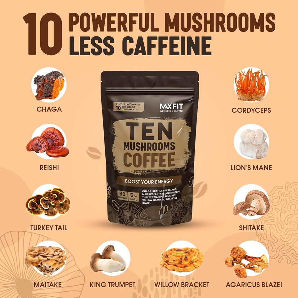 lion's mane gourmet arabica 10 mushroom coffee 60 servings