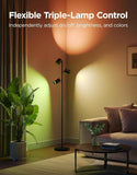 govee tree floor lamp with luminblend technology, 3 rotatable lights, standing lamp with 64 dynamic scenes, matter compatible