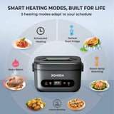 100W Cordless Electric Lunch Box for Adults, Rechargeable Battery Powered Heated Lunch Box with 5-Sided Heating for Work and Outdoor Use