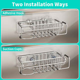 HapiRm 4-in-1 Stainless Steel Sink Caddy with Sponge Holder, Dish Cloth Hanger, Soap Rack, and Sink Stopper Rack