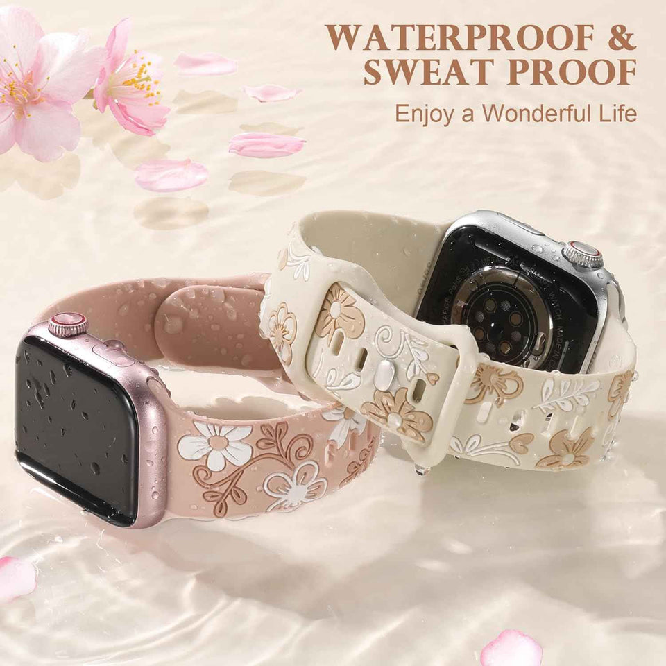 witzon floral band compatible with apple watch 40mm 41mm 38mm 42mm 44mm 45mm 46mm 49mm silicone dressy strap