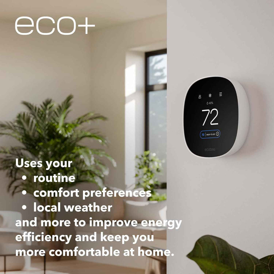 ecobee Smart Thermostat Essential - Energy Star Certified programmable Wi-Fi Thermostat - Works with Siri, Alexa, and Google Assistant