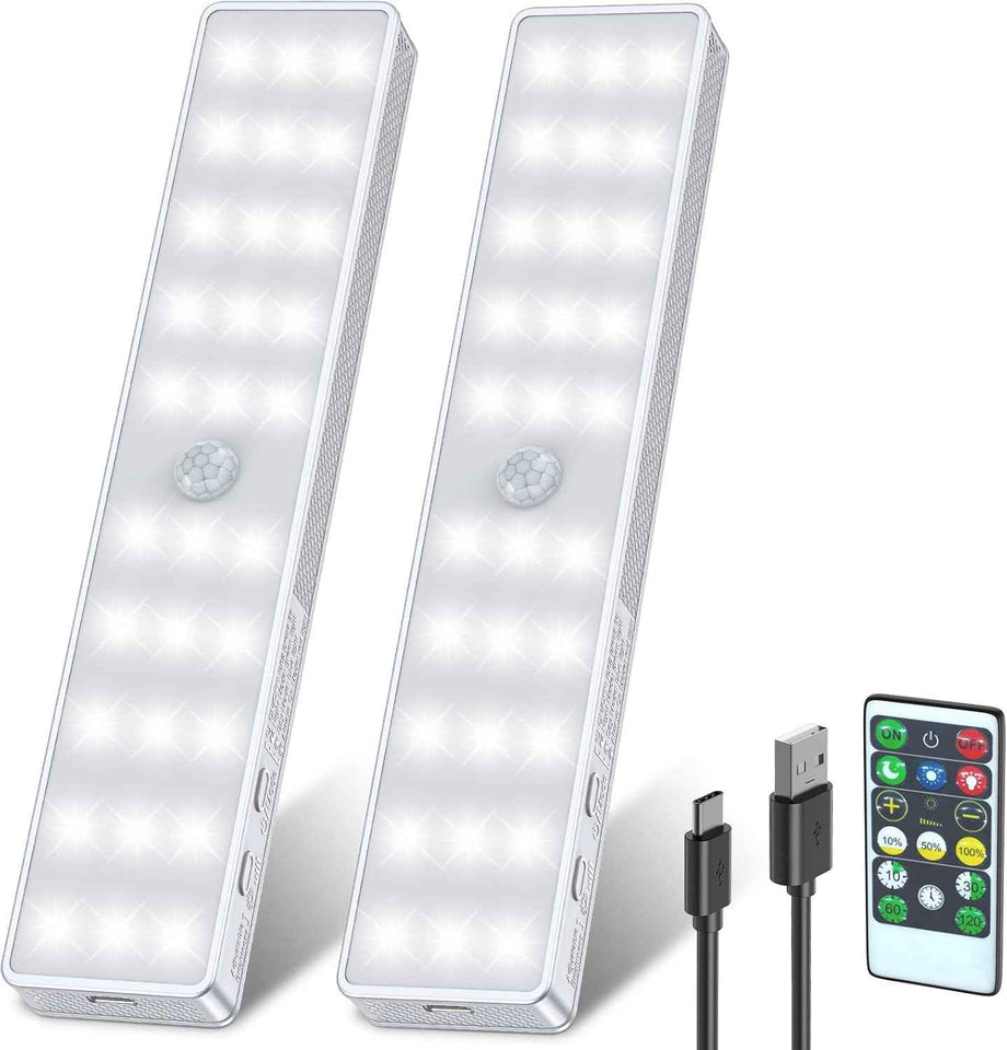 LED Closet Light with Charging Station, 6 Pcs 30LEDs 8'' Dimmer Rechargeable Motion Sensor Under Cabinet Lighting, Stick-Anywhere Night Light for Wardrobe,Kitchen