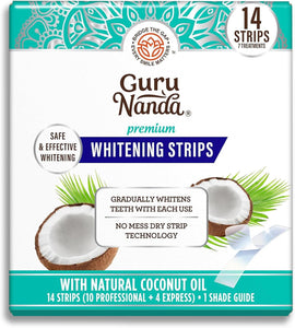 GuruNanda Teeth Whitening Strips - 7-Day Treatment with Non-Slip, Dry Strip Technology - Whitening Designed with Care for a Brighter Smile
