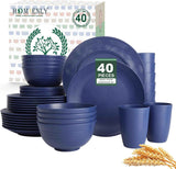 Homienly 40-Piece Premium Wheat Straw Dinnerware Sets, Service for 8, Unbreakable Plates and Bowls Set - Cups Sets, Dinner Plates, Bowls for Kitchen,Dishwasher and Microwave Safe Dishes Set - Multi