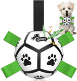 Qdan dog toys 6 inch world cup dog soccer ball with straps for small medium pet outdoor play