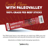 paleovalley 100% grass fed original beef sticks - delicious gluten free snack - keto friendly paleo protein