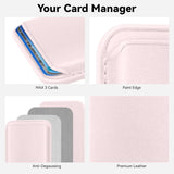 Magnetic Wallet Cell Phone Card Holder for Phone Case, Stronger Magnetic RFID Leather Phone Wallet Stick on Series of iPhone 17/16/15/14/13/12 and Pro/Promax, Light Pink