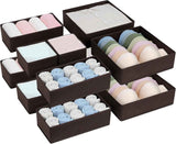 DIMJ Drawer Organizer Clothes, 12 Pack Dresser Organizer, Foldable Closet Organizers and Storage, Fabric Dresser Bins, Drawer Dividers for Nursery, Baby Clothes, Underwears, Sock (Beige)