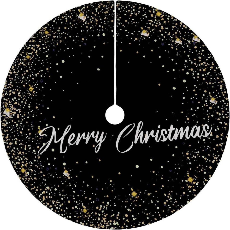 Flash World 48 Inch Large Christmas Tree Skirt Xmas Soft Cover Mat Decor Snowflake Collar Farmhouse Tree Skirt for Holiday Ornaments Party Home Indoor Decorations (Red, 48INCH)