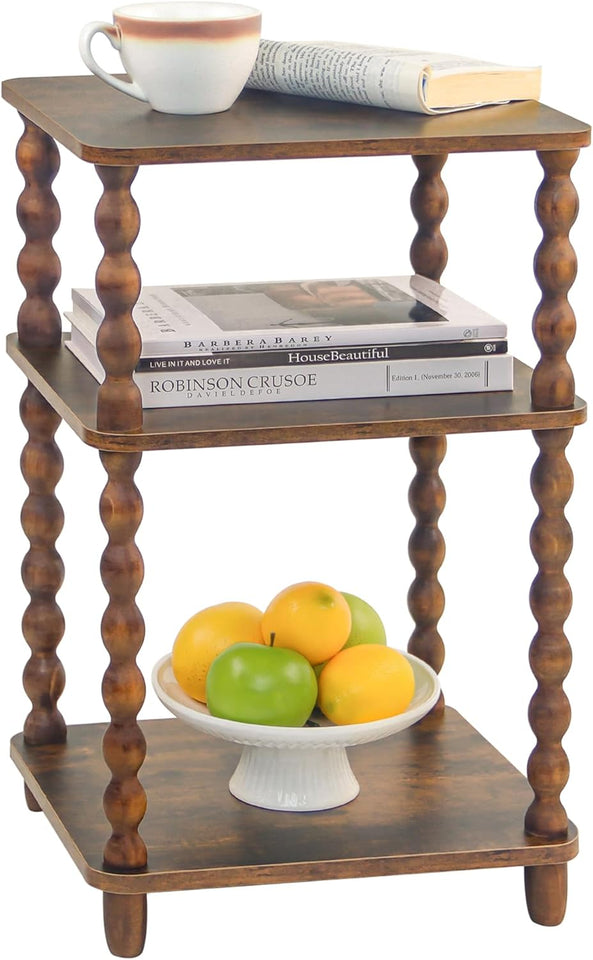 Side Table, Small End Table with Storage Shelf, Modern Bedside Table Night Stand for Living Room, Bedroom, Office and Small Spaces (Rustic Brown)